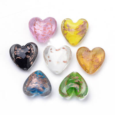 Handmade Gold Sand Lampwork Beads