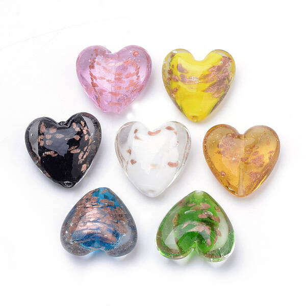 Handmade Gold Sand Lampwork Beads