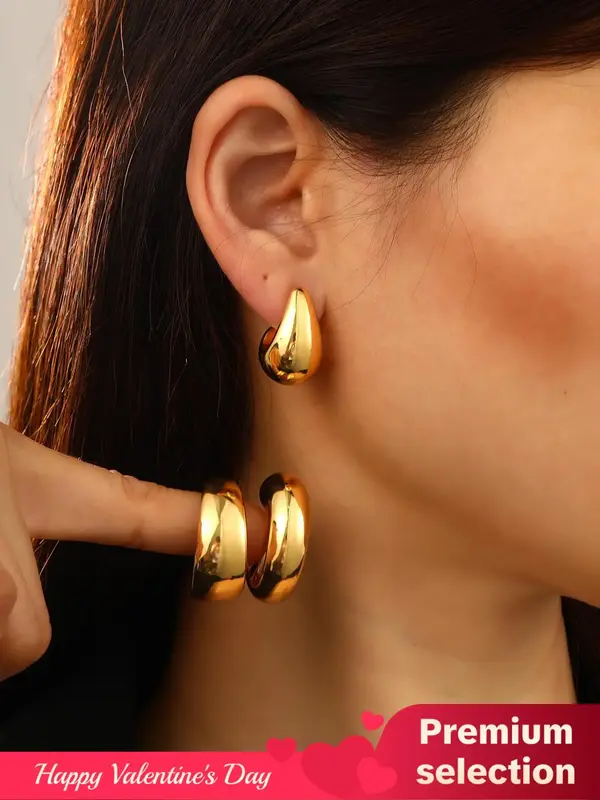 Minimalist C-shaped Hoop Earrings for Women, Fashionable Earrings for Galentineday Gift, Daily Use, Girl's Temperament All-ma...