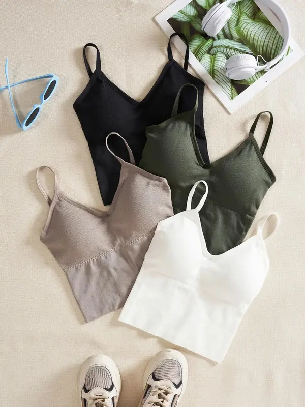 Women's Plain Criss Cross Backless Sports Bra, Casual Breathable Sports Top for Yoga Gym Workout, Women's Sport & Outdoor Clo...