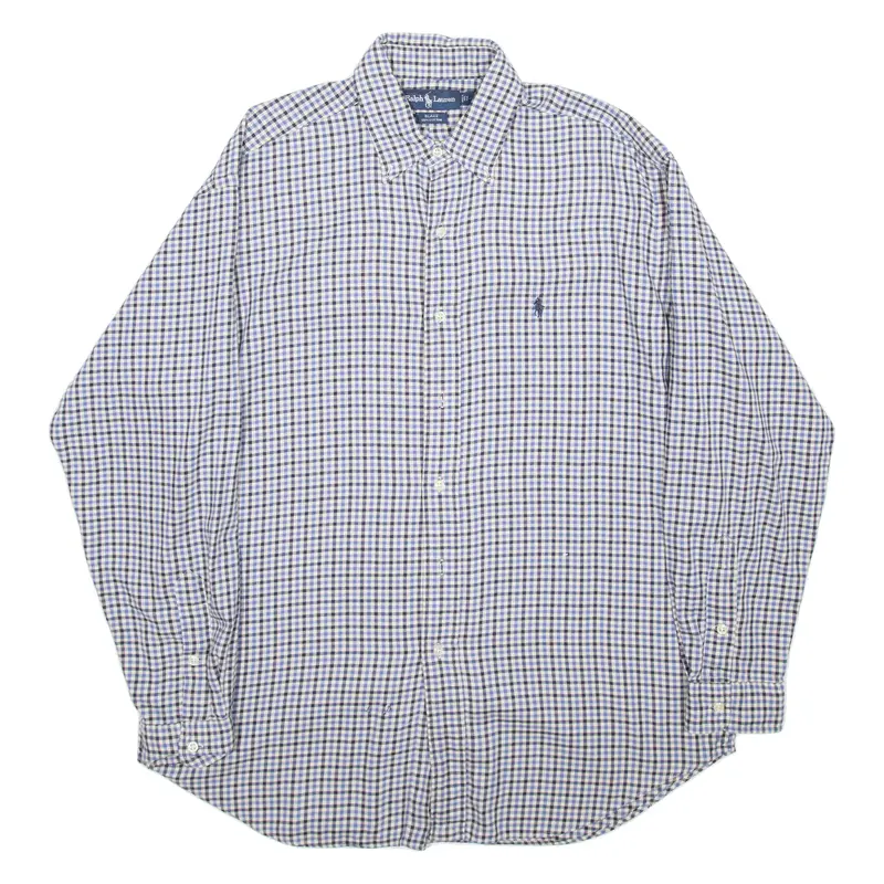 POLO RALPH LAUREN Blake Mens Flannel Shirt Blue Check Long Sleeve 2XL