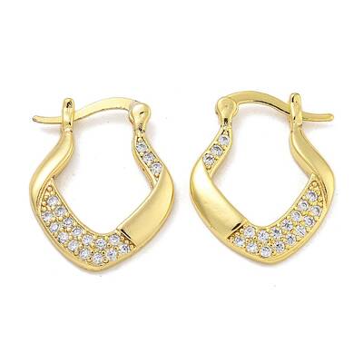Rack Plating Brass Micro Pave Clear Cubic Zirconia Hoop Earrings