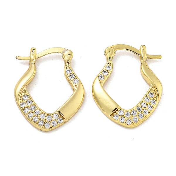 Rack Plating Brass Micro Pave Clear Cubic Zirconia Hoop Earrings