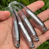 Artificial Fishing Lure, 4 Counts/pack Silicone Fishing Soft Bait with Reflective Tube, Lifelike Fake Fishing Bait, Outdoor F...
