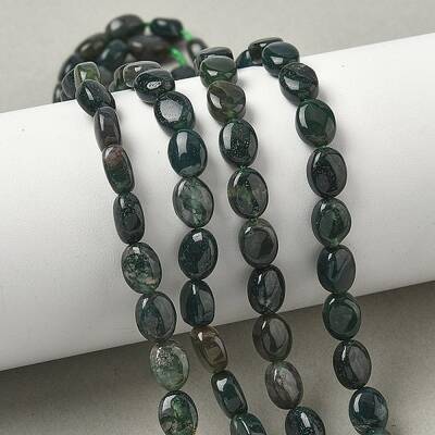Natural Moss Agate Beads Strands