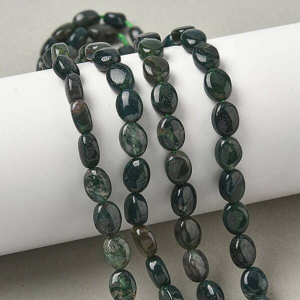 Natural Moss Agate Beads Strands