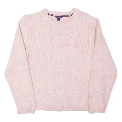 TOMMY HILFIGER Girls Jumper Pink Cable Knit XL