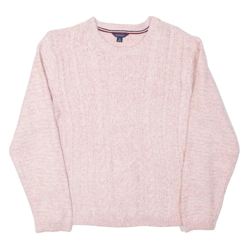 TOMMY HILFIGER Girls Jumper Pink Cable Knit XL