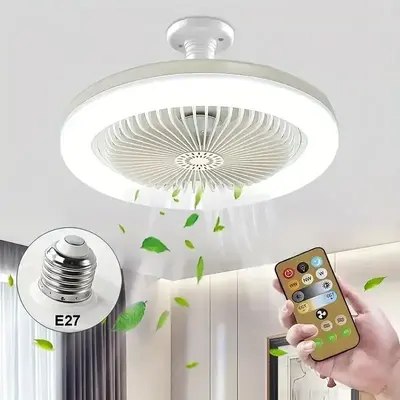 E27 Ceiling Fan LED Light, 3-Speed Dimmable Modern Ceiling Fan Light, 360° Rotatable Fan Light, 2 in 1 Indoor Ceiling Cooli...