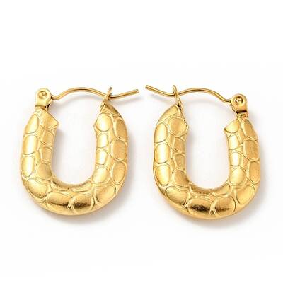Ion Plating(IP) 304 Stainless Steel Rectangle Chunky Hoop Earrings for Women
