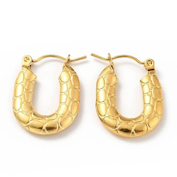 Ion Plating(IP) 304 Stainless Steel Rectangle Chunky Hoop Earrings for Women