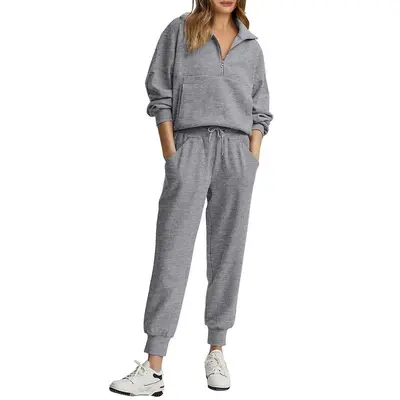 Women's 2-Piece Sweatsuits Set Long Sleeve Half Zip Pullover Sweatshirt Joggers Pants Comfy Outfits Soft Tracksuit Athletic T...