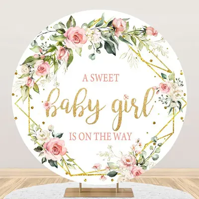 Aperturee Spring Floral Sweet Girl Round Baby Shower Backdrop - Aperturee