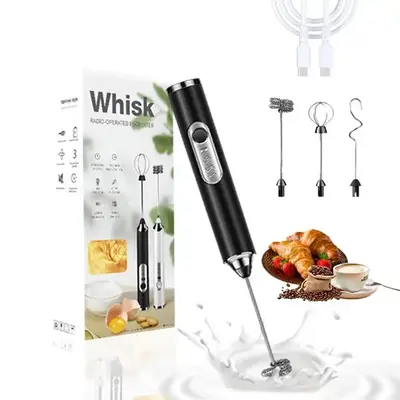 Milk Frother Wand for Coffee, Frother Handheld Rechargeable Electric Whisk with 3 Heads 3 Speeds Drink Mixer Coffee Frother F...
