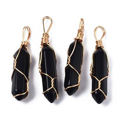 Natural Black Stone Big Pendants