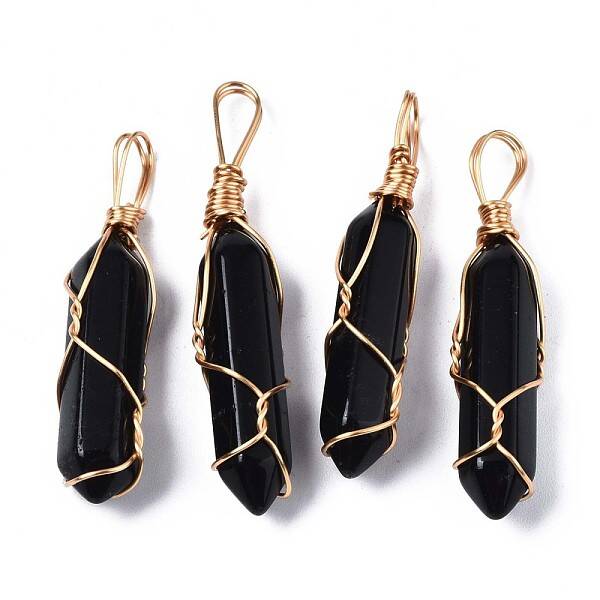 Natural Black Stone Big Pendants