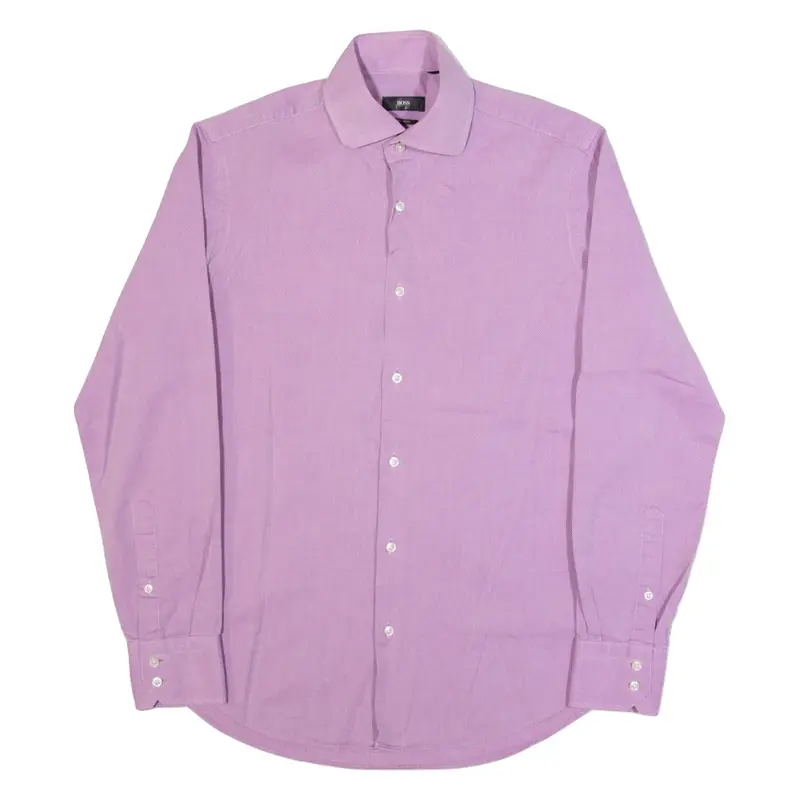 HUGO BOSS Mens Plain Shirt Purple Long Sleeve M