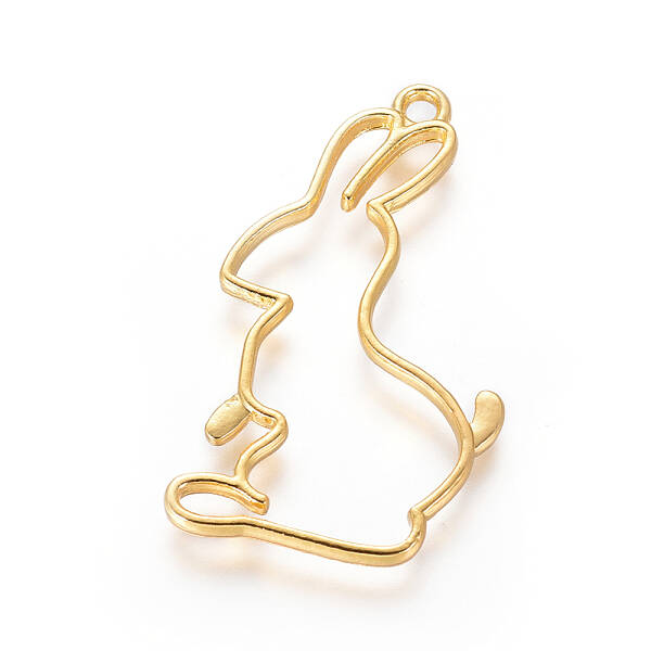Zinc Alloy Easter Bunny Open Back Bezel Pendants