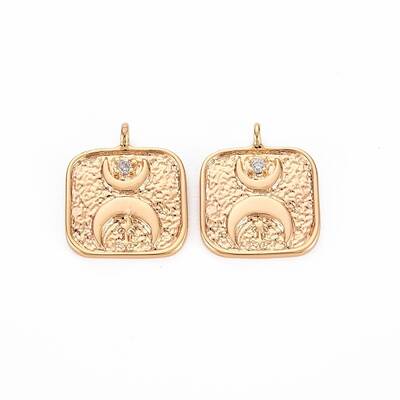 Brass Micro Pave Clear Cubic Zirconia Pendants