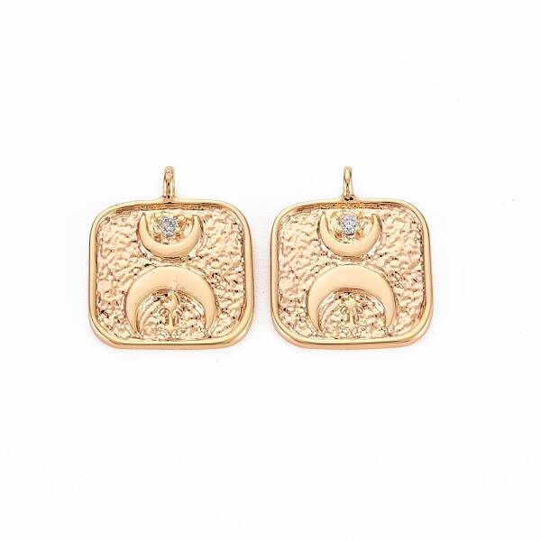 Brass Micro Pave Clear Cubic Zirconia Pendants