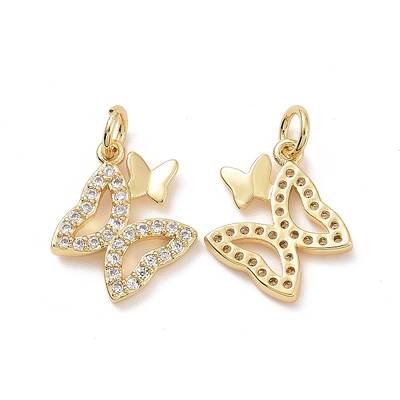 Brass Micro Pave Clear Cubic Zirconia Charms