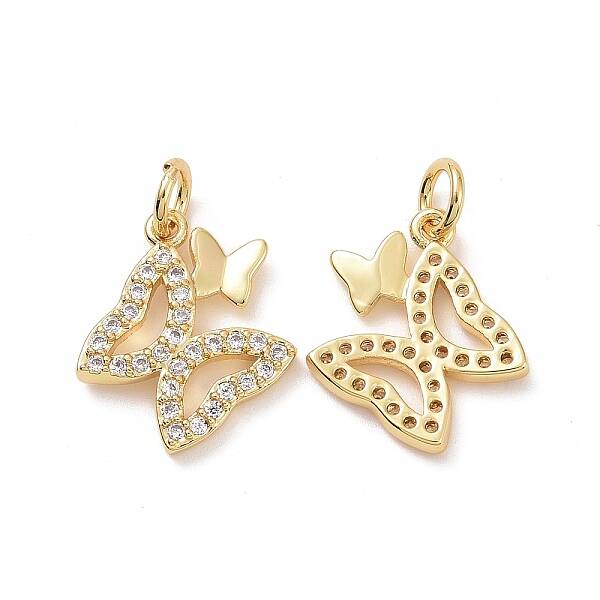 Brass Micro Pave Clear Cubic Zirconia Charms