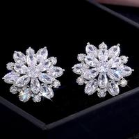NYROX- 925 Sterling Silver Flower Zirconia Earrings Jewelry, Men's/Women's Silver Earrings Zirconia Wedding Set, Perfect Birt...