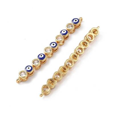 Brass Pave Clear Cubic Zirconia Connector Charms