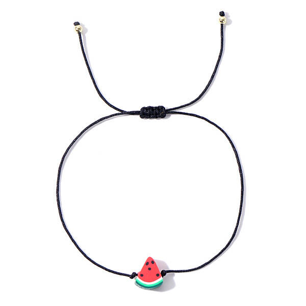 Fruit Watermelon Polymer Clay Braided Bead Bracelets
