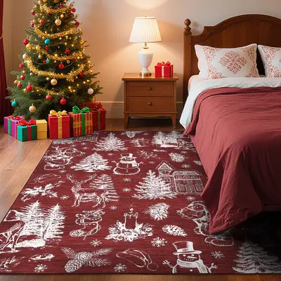 Garvee Christmas Rug Thin Washable Rug with Non Slip Rubber Backing, Low Pile Soft Indoor Carpet, Non Shedding Foldable Print...
