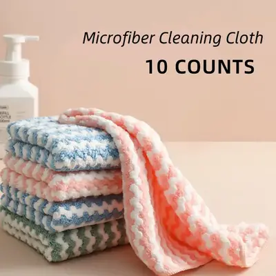 10 Counts Microfibe Kitchen Cleaning Cloths，Kitchen Towels for Dish Dry&Wet Washing,Reusable and Washable Towels,Multipurpo...