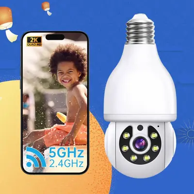 FHD Light Bulb Security Camera 2.4Ghz Wi-fi Indoor/Outdoor Full Color Day/Night Camera, Motion Detection, Sound & Light Alarm...