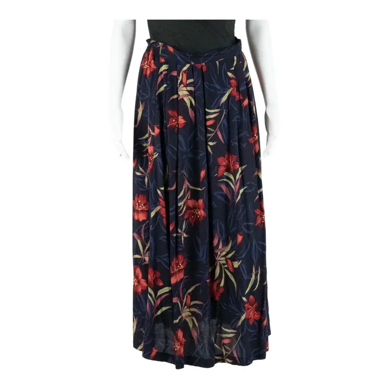 SAG HARBOR Midi Straight Skirt Black 90s Floral Womens S