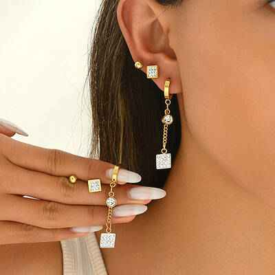 Stainless Steel Square Earring Sets
