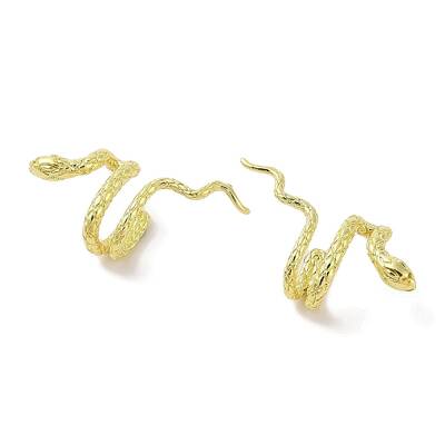 Left and Right Snake Brass Cuff Earrings for Women