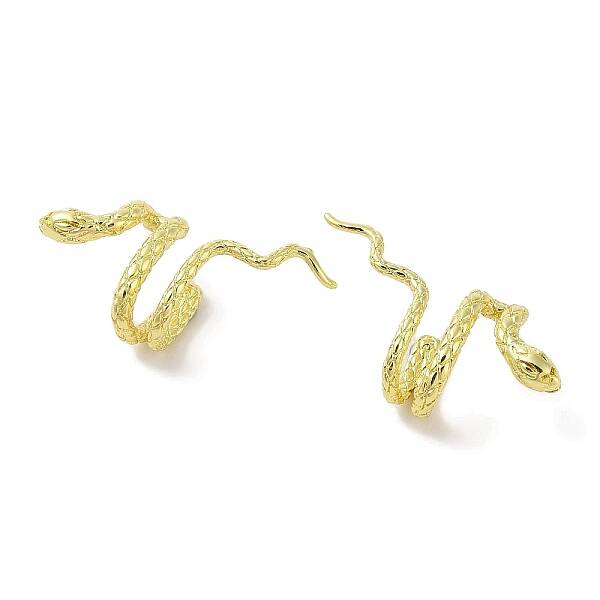 Left and Right Snake Brass Cuff Earrings for Women