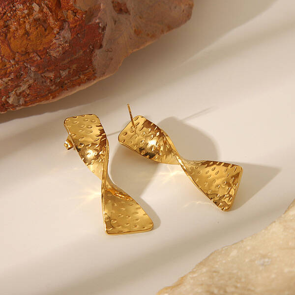 304 Stainless Steel Twist Stud Earrings