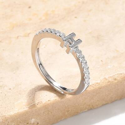 S925 Sterling Silver Adjustable Letter Rings for Women