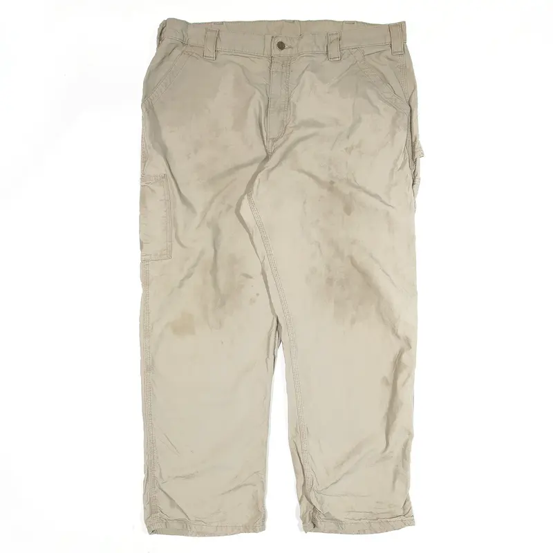 CARHARTT Workwear Trousers Beige Relaxed Straight Mens W40 L30