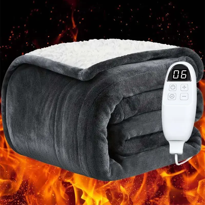 AUKFA Heated Blanket Throw Full Twin Soft Flannel Sherpa Electric Blanket 6 Heat Levels 8 Hours Timer Auto Off Fast Heating f...