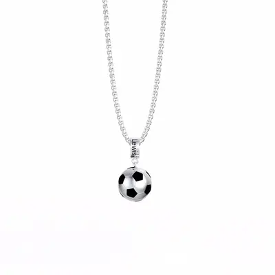 Sterling Silver Personalized Engraving & Football Pendant Necklace for Men