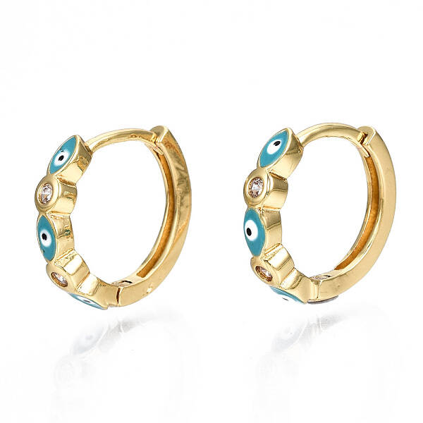 Brass Micro Pave Cubic Zirconia Huggie Hoop Earrings
