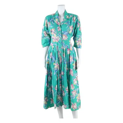 CAROL ANDERSON Womens Day Dress Green Floral Long Sleeve Midi S