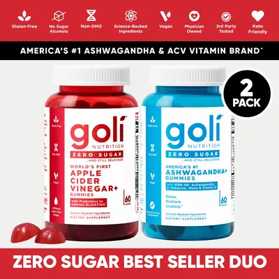 Zero Sugar Best Seller DUO - Apple Cider Vinegar with Vitamin B12 and Probiotics To Address Bloating, Ashwagandha & L-Theanin...