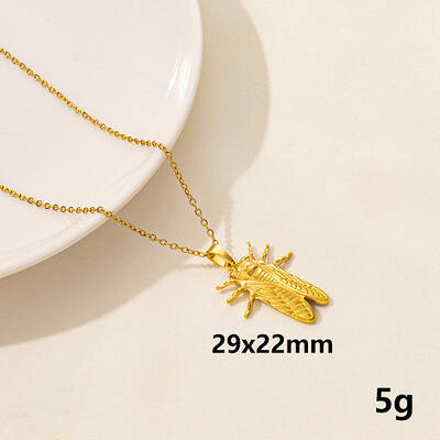 Stainless Steel Insect Pendant Necklace Unisex Jewelry