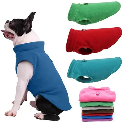 Solid Color Pet Vest, Thick and Warm Pet Clothes with Traction Buckle, Polar Fleece Pet Fashion Outerwear, Pet Supplies for D...