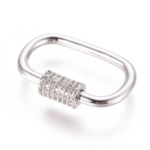 Brass Micro Pave Cubic Zirconia Screw Carabiner Lock Charms