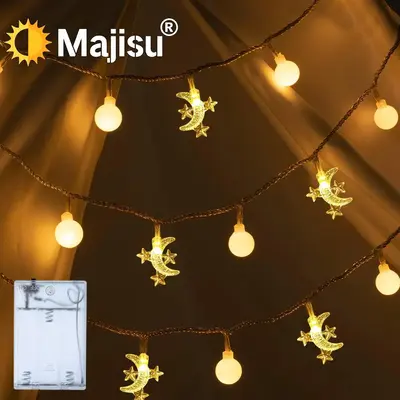 Moon & Star Design LED String Light, Battery Powered Decorative Night Light for Bedroom, Home, Office, Indoor Decorations, LE...