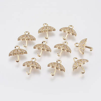 Brass Micro Pave Cubic Zirconia Charms