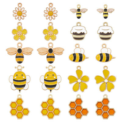40Pcs 10 Styles Alloy Enamel Pendants